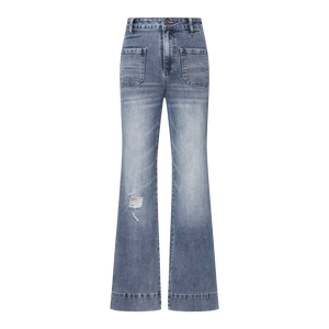 Mid Waist 4 Pocket Wide Leg Jeans