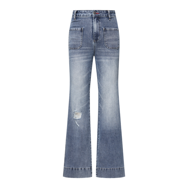 Mid Waist 4 Pocket Wide Leg Jeans