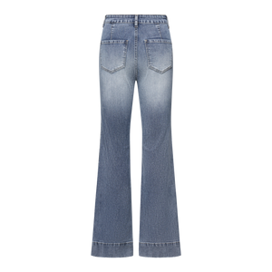 Mid Waist 4 Pocket Wide Leg Jeans