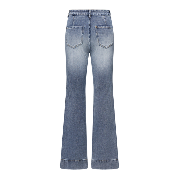 Mid Waist 4 Pocket Wide Leg Jeans