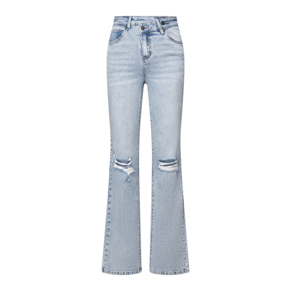 Women High Rise Stretch Bootcut Ripped Wide Leg Jeans SH25F15