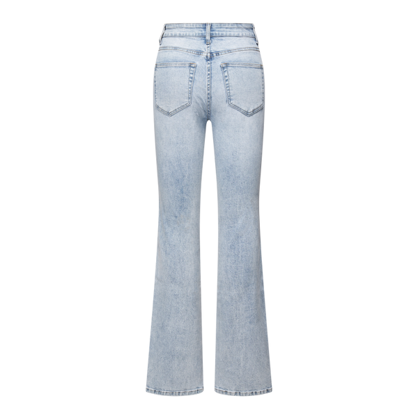 Women High Rise Stretch Bootcut Ripped Wide Leg Jeans SH25F15