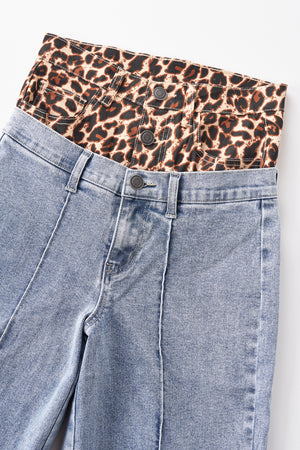 Leopard Print High Waisted Wide Leg Jeans