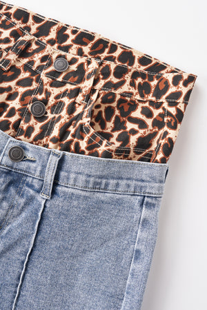 Leopard Print High Waisted Wide Leg Jeans