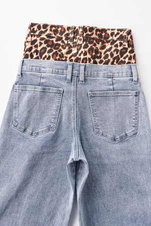 Leopard Print High Waisted Wide Leg Jeans