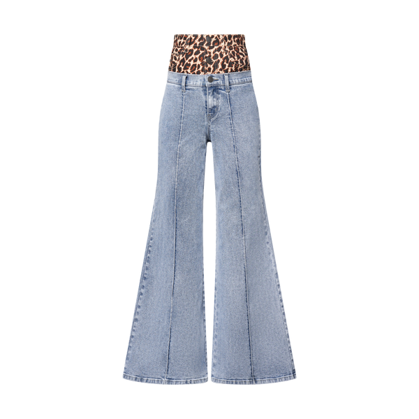 Leopard Print High Waisted Wide Leg Jeans