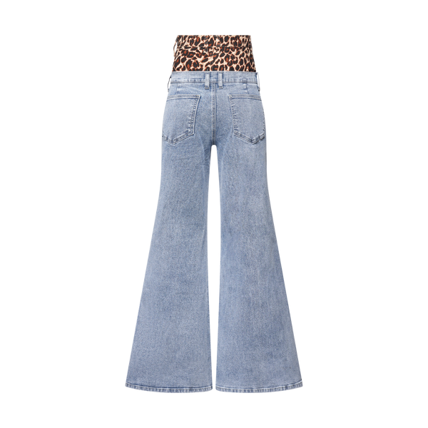 Leopard Print High Waisted Wide Leg Jeans