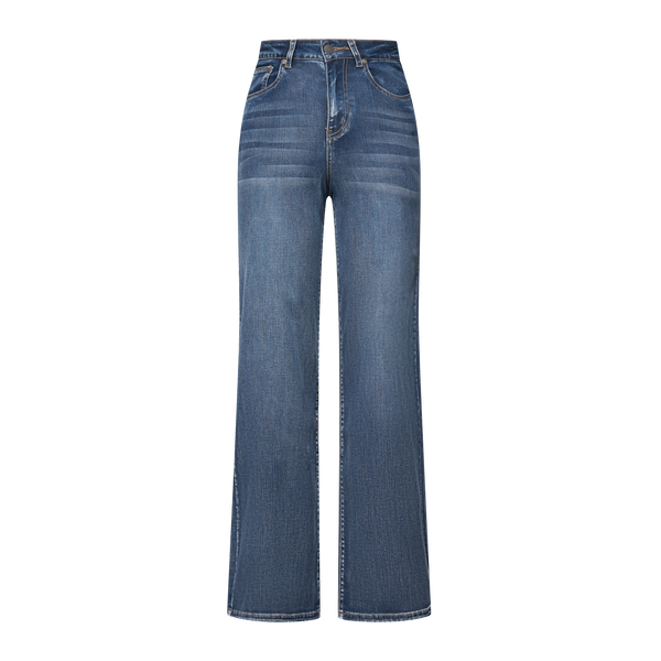 Women High Rise Stretch Straight Leg Baggy Jeans SH25F012