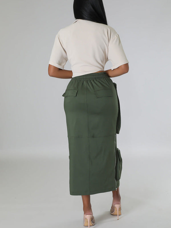 Cargo Pocket Zipper Skirt