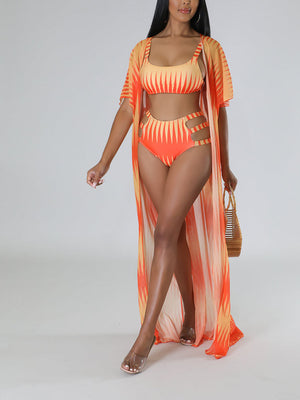 3PC Cut Out Swimsuit Set