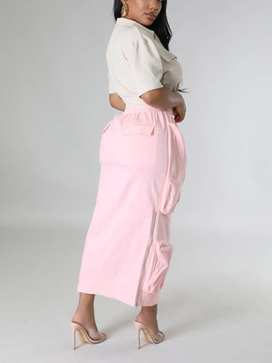 Cargo Pocket Zipper Skirt