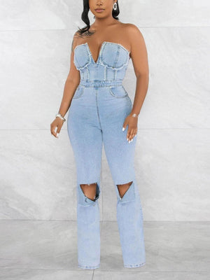 Strapless Denim Jumpsuit