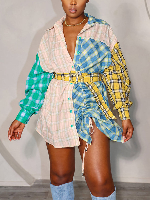 Plaid Belt Minidress