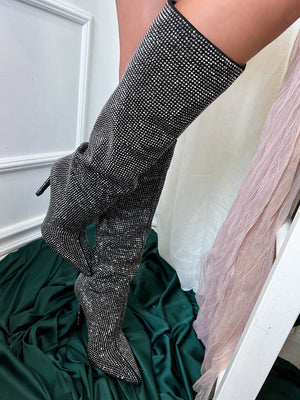 Crystal-Embellished Suede Boots