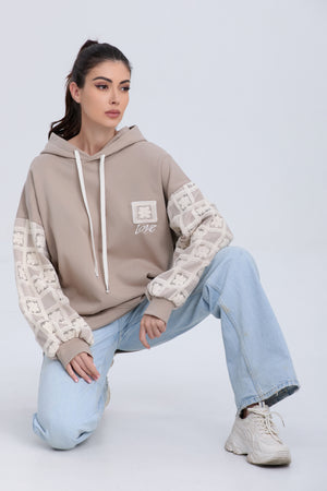 Plaid Floral Embroidered Long Hoodie