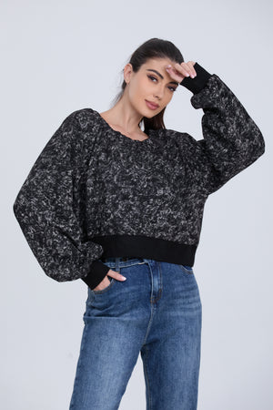 Black and White Mixed Crewneck Sweatshirt