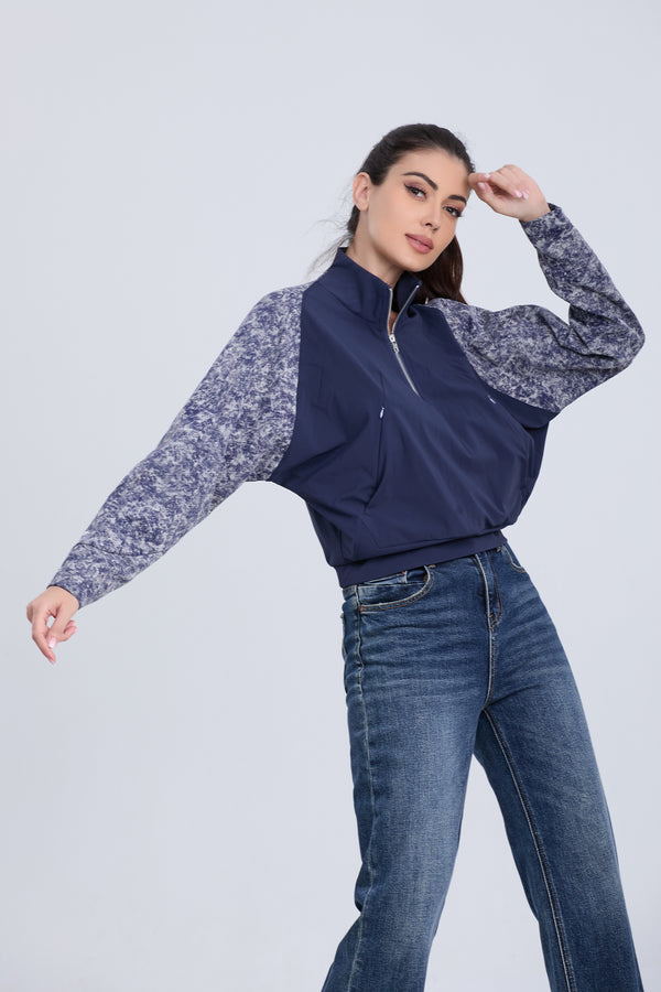 Blues Cardigan Floral Sleeve Sweatshirt