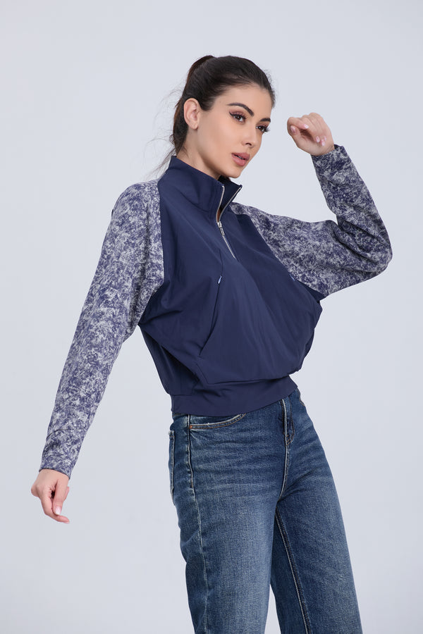 Blues Cardigan Floral Sleeve Sweatshirt