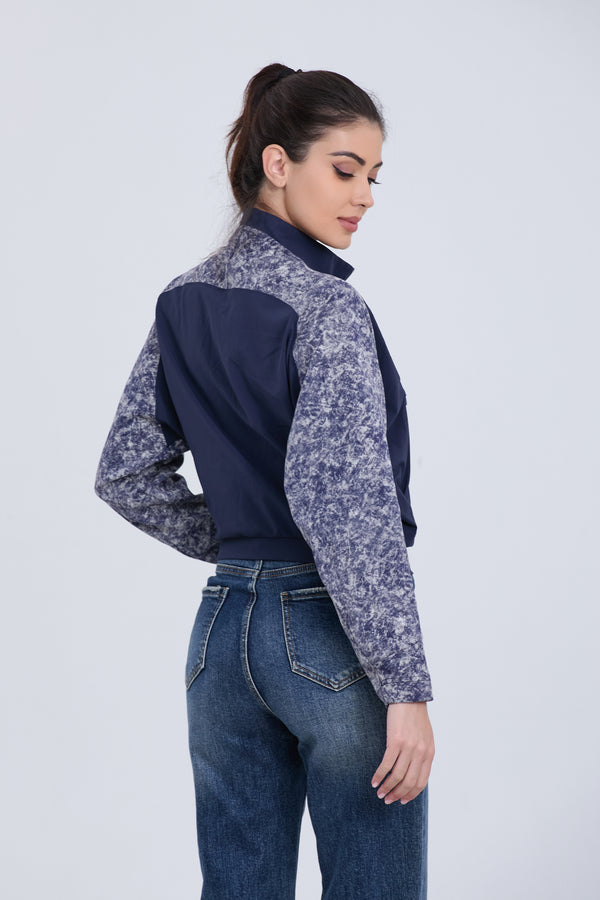 Blues Cardigan Floral Sleeve Sweatshirt