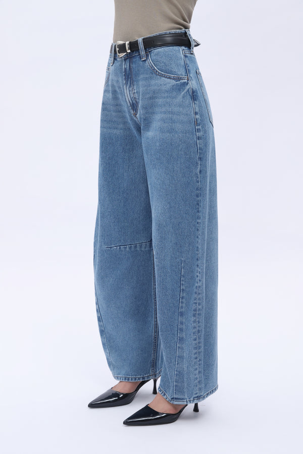 High Waist Barrel Leg Leans By No Brand Womens High Waist Casual Denim Pants
