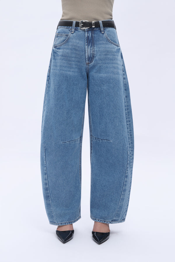 High Waist Barrel Leg Leans By No Brand Womens High Waist Casual Denim Pants