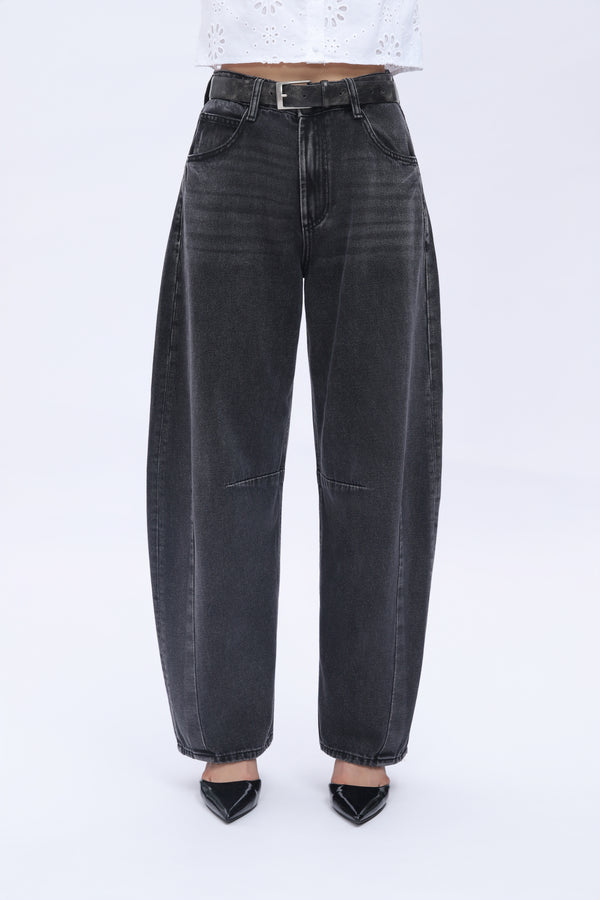 SHAPUM High Waist Barrel Leg Leans Womens High Waist Casual Denim Pants