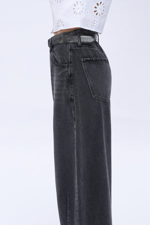 SHAPUM High Waist Barrel Leg Leans Womens High Waist Casual Denim Pants