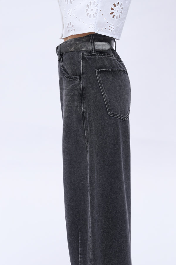 SHAPUM High Waist Barrel Leg Leans Womens High Waist Casual Denim Pants