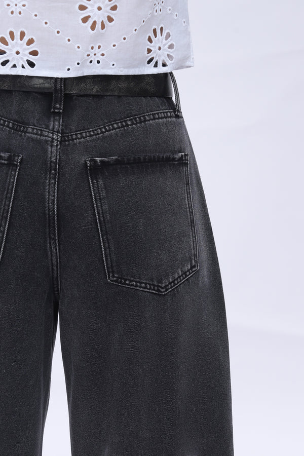 SHAPUM High Waist Barrel Leg Leans Womens High Waist Casual Denim Pants