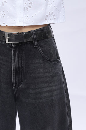 SHAPUM High Waist Barrel Leg Leans Womens High Waist Casual Denim Pants