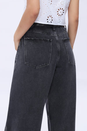 SHAPUM High Waist Barrel Leg Leans Womens High Waist Casual Denim Pants