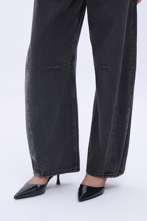 SHAPUM High Waist Barrel Leg Leans Womens High Waist Casual Denim Pants