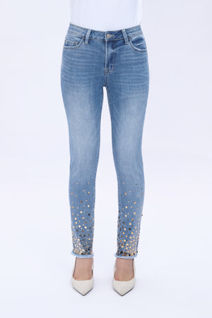 ONESO Women's Straight Leg Jeans High Stretchy Mid Rise Trendy Straight Leg Jeans Classic Fit Denim Jeans for Women