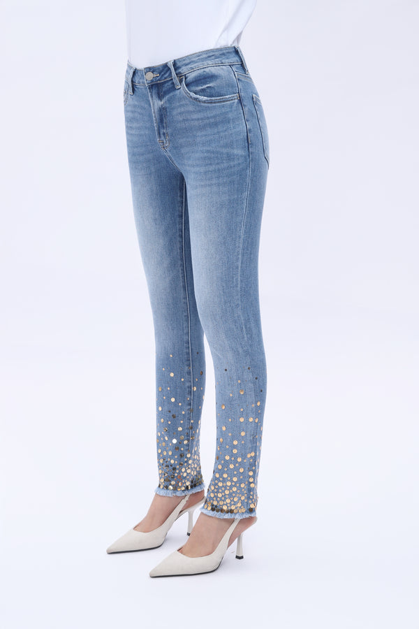 ONESO Women's Straight Leg Jeans High Stretchy Mid Rise Trendy Straight Leg Jeans Classic Fit Denim Jeans for Women