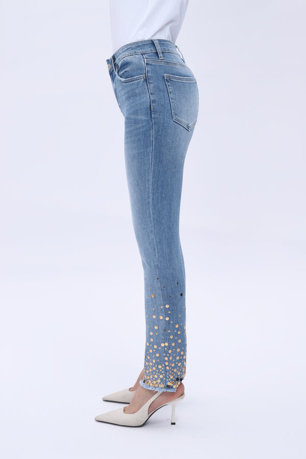 ONESO Women's Straight Leg Jeans High Stretchy Mid Rise Trendy Straight Leg Jeans Classic Fit Denim Jeans for Women