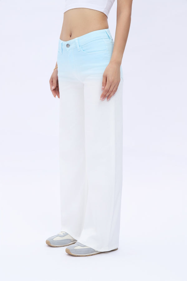 Mid-Low Rise Baggy Jeans Wide Leg for Women Stretchy Bottom Lady Basic Comfortable Denim