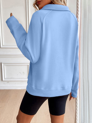 Half Zip Raglan Sleeve Sweatshirt