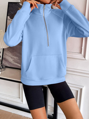 Half Zip Raglan Sleeve Sweatshirt