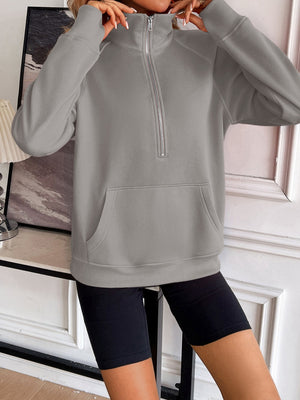 Half Zip Raglan Sleeve Sweatshirt