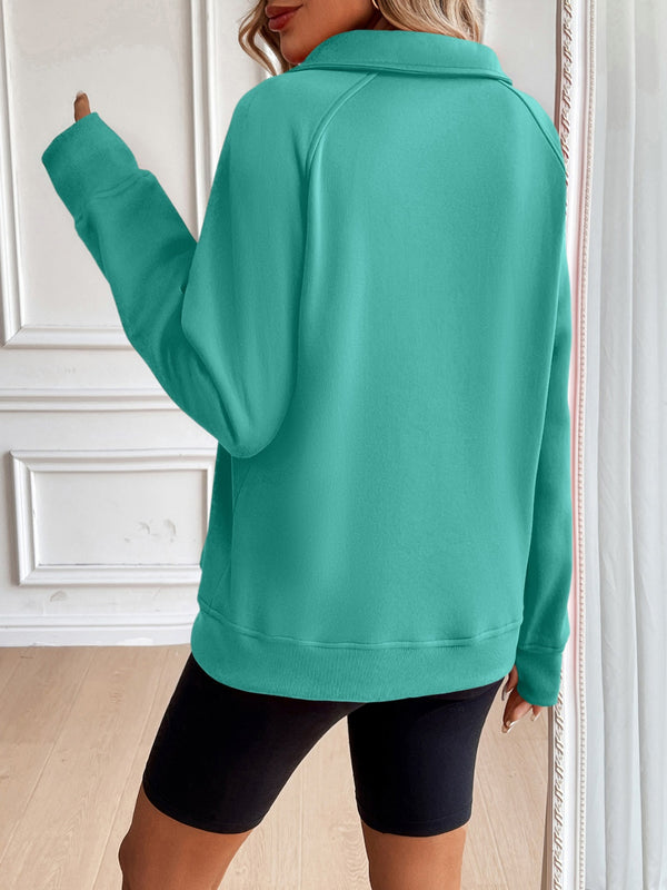 Half Zip Raglan Sleeve Sweatshirt