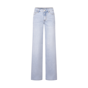 SHAPUM Mid-Low Rise Baggy Jeans Wide Leg for Women Distressed Pants Stretchy Bottom Lady Basic Comfortable Jeans