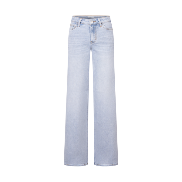 SHAPUM Mid-Low Rise Baggy Jeans Wide Leg for Women Distressed Pants Stretchy Bottom Lady Basic Comfortable Jeans