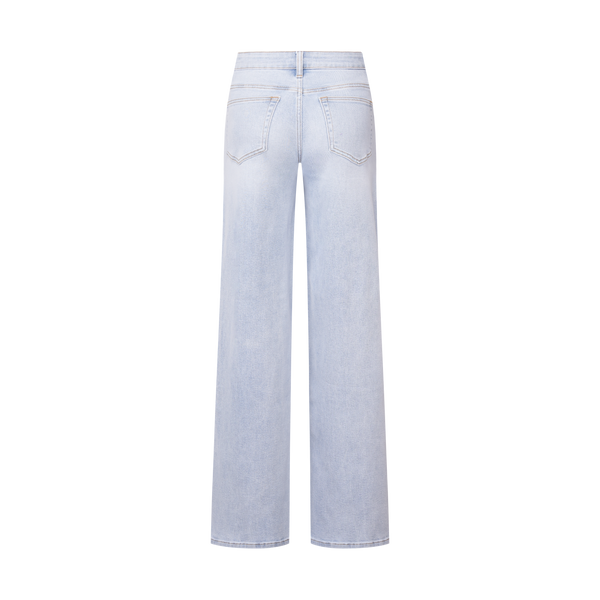 SHAPUM Mid-Low Rise Baggy Jeans Wide Leg for Women Distressed Pants Stretchy Bottom Lady Basic Comfortable Jeans