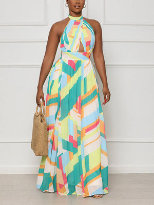 Halter Pleated Maxi Dress