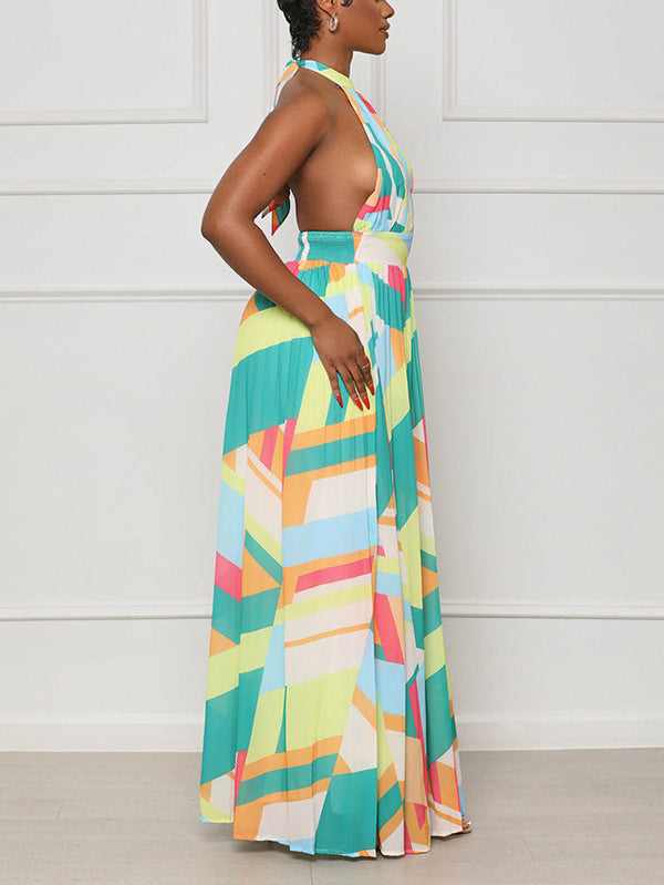 Halter Pleated Maxi Dress