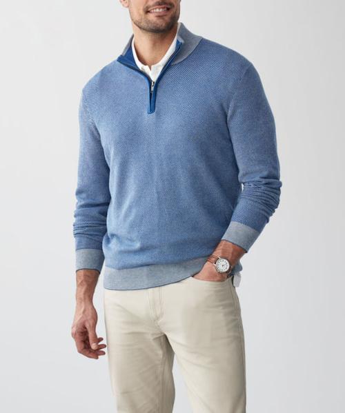 Gentleman's Twill Stretch Half-Zip Sweater