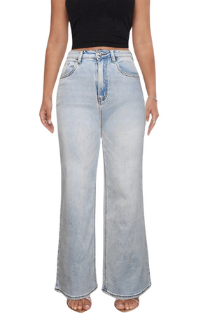 Wide Leg High Waisted Stretch Baggy Jeans