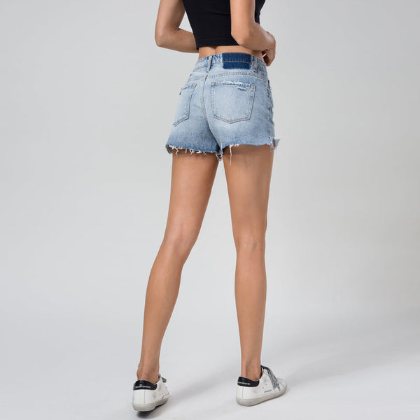 ONESO Women Denim High Rise Distressed Ripped Casual Summer Hot Short Pants Jeans