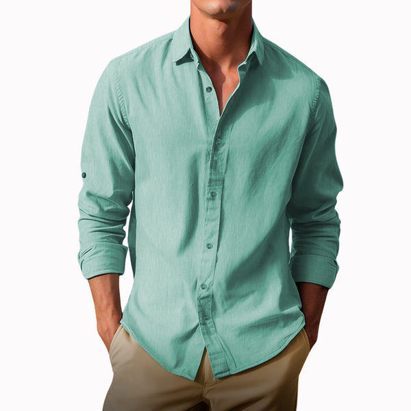 Men's Long Sleeve Shirt High Quality Cotton Solid Color