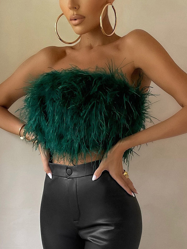 Feather Crop Top